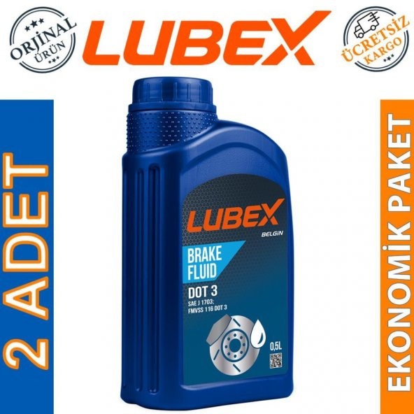 Lubex Brake Fluid DOT 3 Fren Hidrolik Yağı 500 Ml (2 Adet) ürün görseli 1