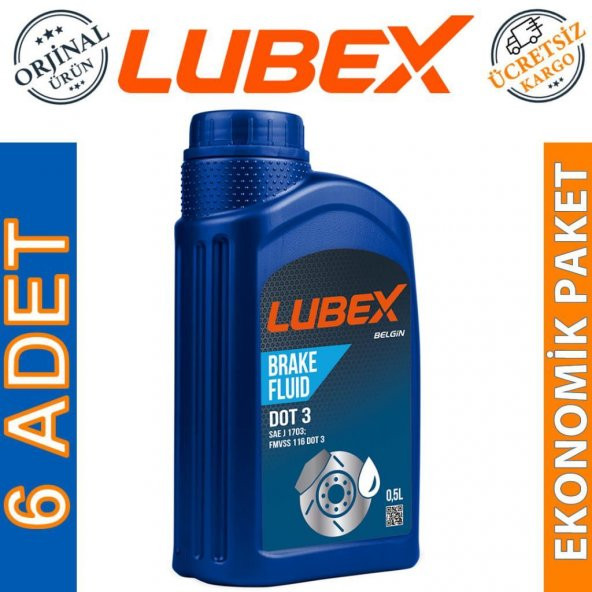 Lubex Brake Fluid DOT 3 Fren Hidrolik Yağı 500 Ml (6 Adet) ürün görseli 1