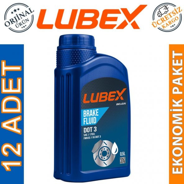 Lubex Brake Fluid DOT 3 Fren Hidrolik Yağı 500 Ml (12 Adet) ürün görseli 1