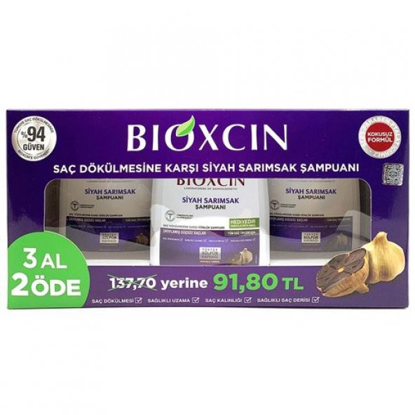 Bioxcin Saç Dökülmesine Karşı Siyah Sarımsak 300 ml 3 Al 2 Öde Şampuan ürün görseli 1
