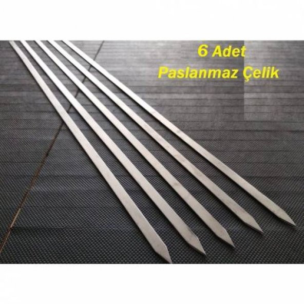 6 Adet Ömürlük Paslanmaz Çelik Krom Adana Kebap Şişi 50 cm Kıyma Adana Kebap Şiş ürün görseli 1