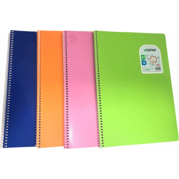 Defne A4 Plastik Kapak Telli Defter 60 Yaprak Dokulu Kapak Çizgili ürün görseli 1