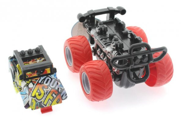 Die Cast Off Road  Dev Kırmızı Teker Araba - Resim 3