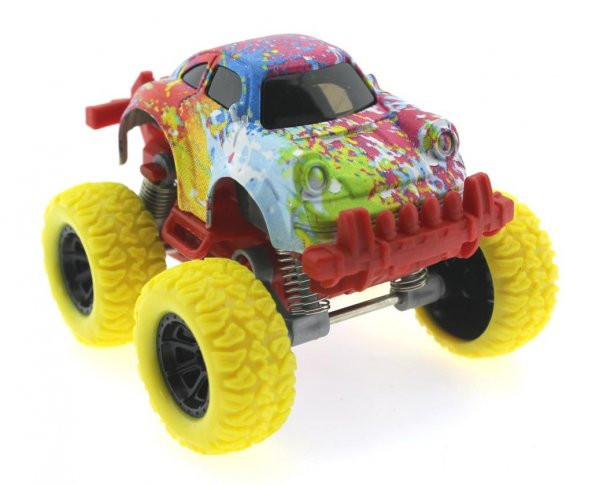 Die Cast Batik Desenli Sarı Teker Araba - Resim 2