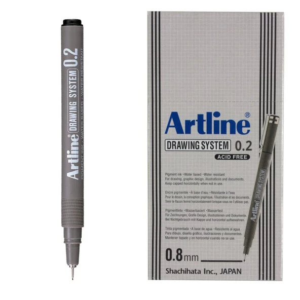 ARTLINE CIZIM KALEMI 02mm SIYAH 12LI KUTU (232) ürün görseli 1