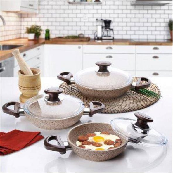 Falez Creamy 6 Parça Granit Sahan Seti ürün görseli 1