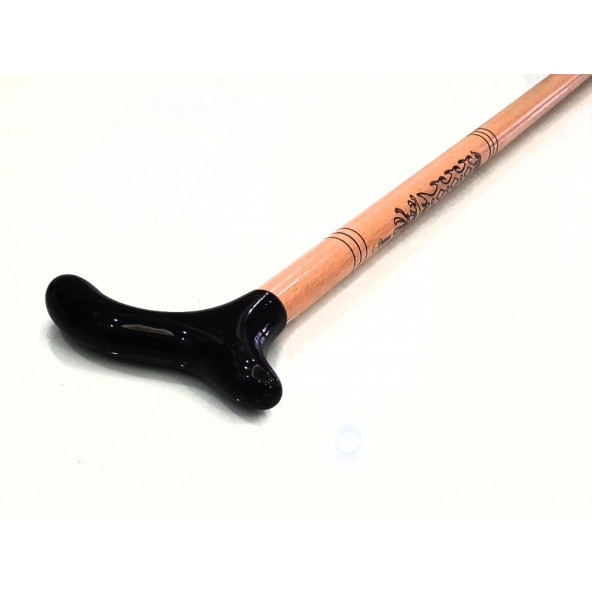 AHŞAP BASTON ASA DESENLİ SİYAH SAPLI 90CM ürün görseli 1