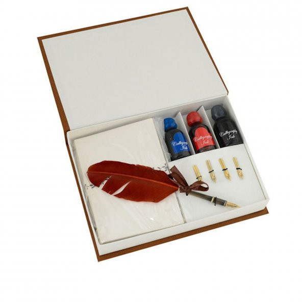 Steelpen Tüy Kalem Özel Kağıdı Üç Renk Mürekkepli Kaligrafi Set ürün görseli 1