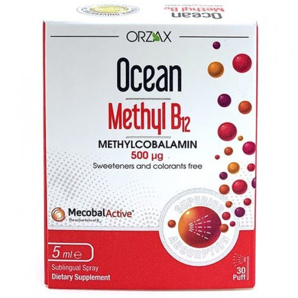 Ocean Methyl B12 Sprey 500 Mcg 5 Ml ürün görseli 1