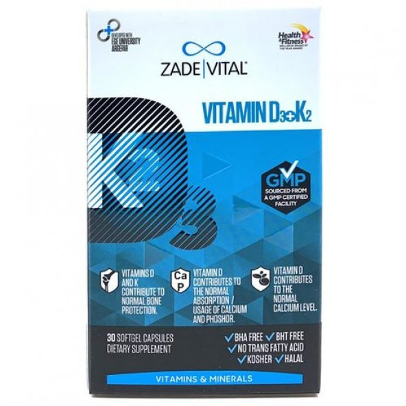 Zade Vital D3+K2 Vitamini 30 Kapsül ürün görseli 1