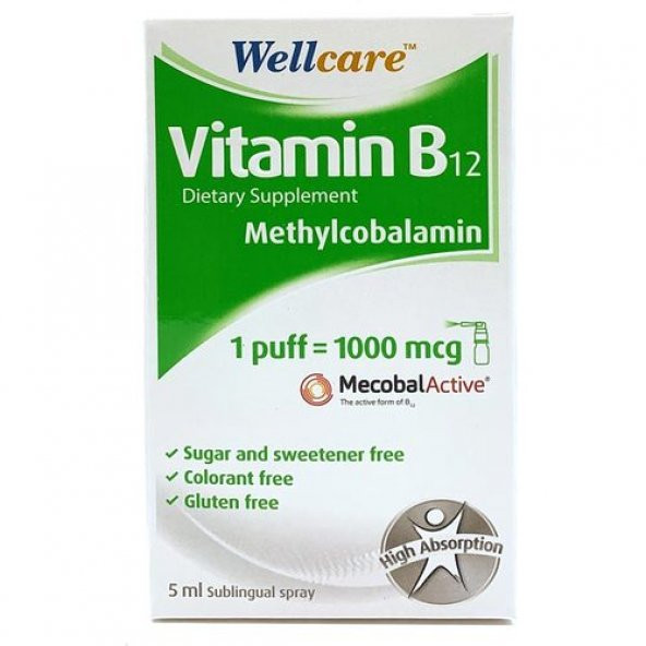 Wellcare Vitamin B12 1000 Mcg Sprey 5 Ml ürün görseli 1