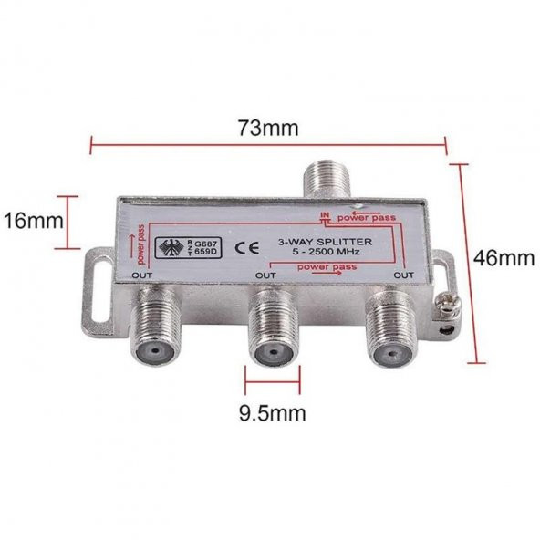 1/3 Splitter 5-2500 Mhz ürün görseli 1