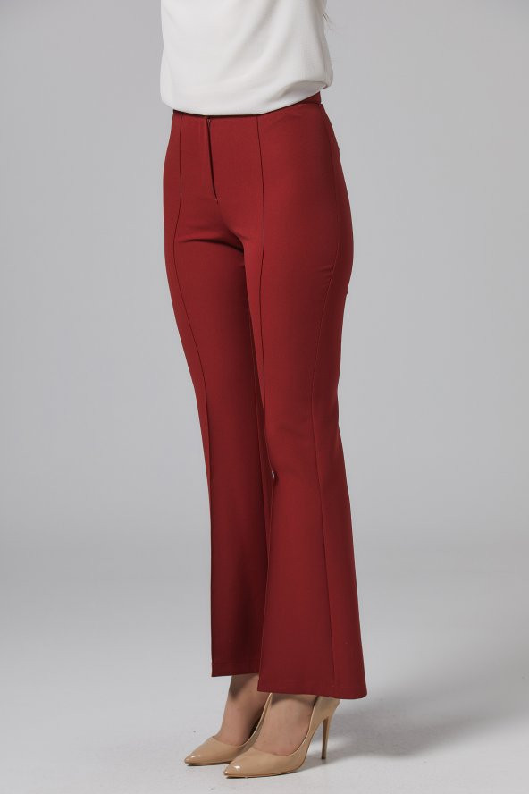 BAYAN İSPANYOL PAÇA PANTOLON,SORALLİNE,1691,KİREMİT - Resim 7