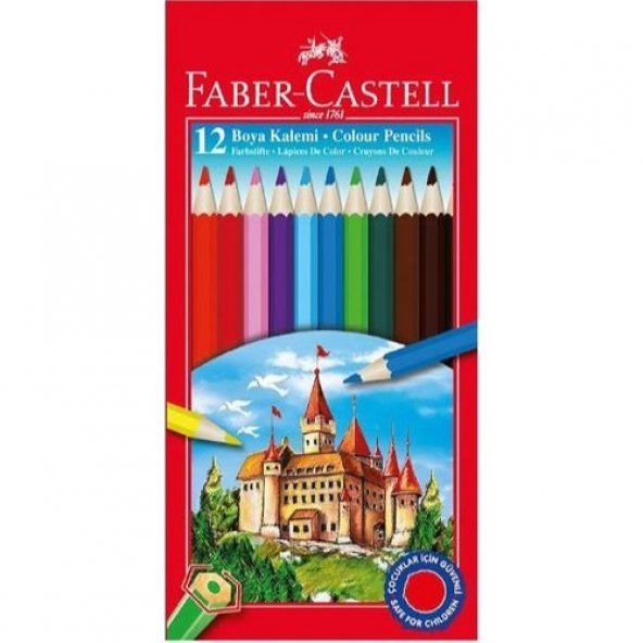 Faber-Castell Karton Kutu Boya Kalemi 12 Renk Tam Boy ürün görseli 1