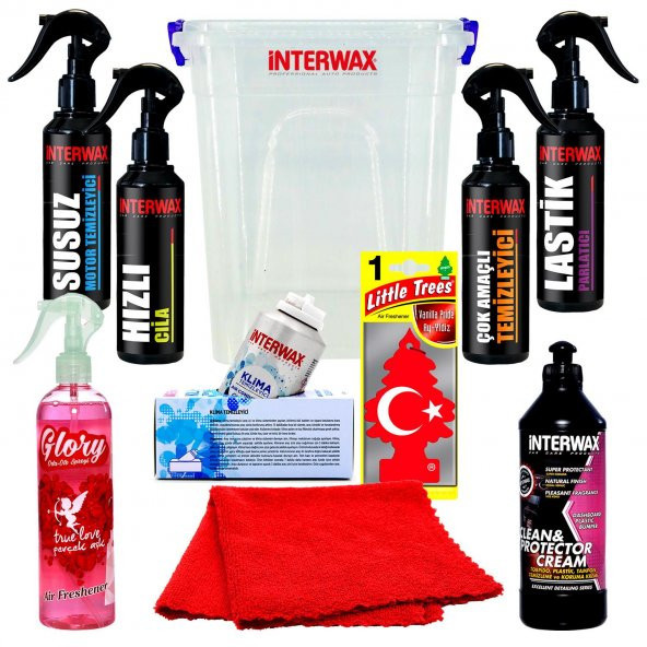 INTERWAX OTO BAKIM SETİ OTO TEMİZLİK ÜRÜNLERİ 9 ÜRÜN + KOVA ürün görseli 1