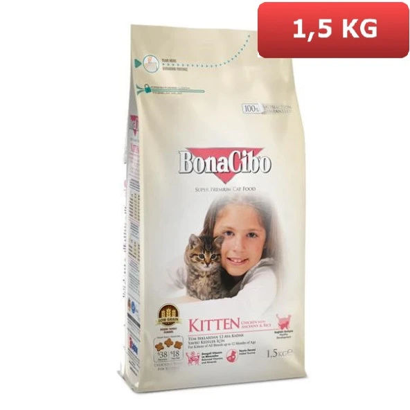 BonaCibo Kitten Tavuk Hamsi Yavru Kedi Maması 1,5 kg ürün görseli 1