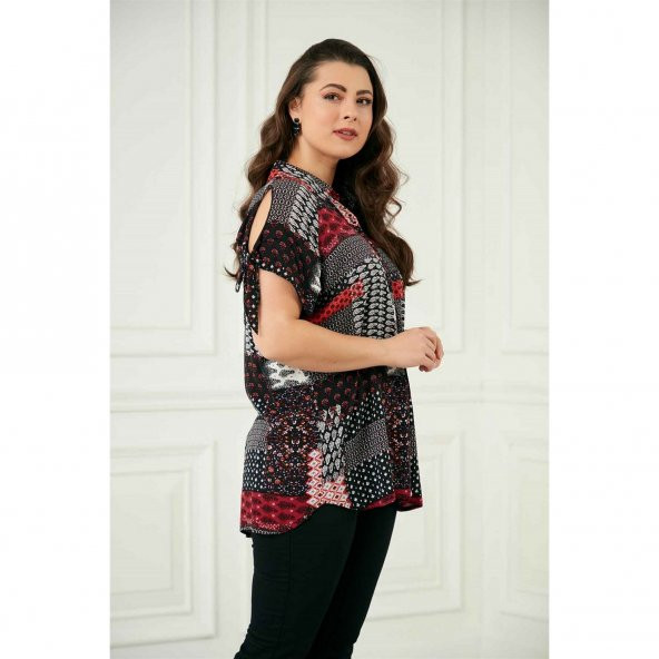 Günay Kadın Gömlek Rg6706 İlkbahar Yaz Renk Mixli-BORDO - Resim 7