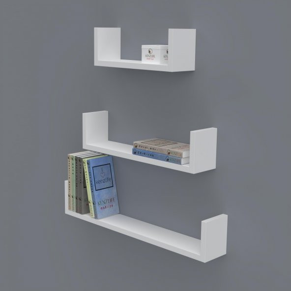 Kenzlife kitaplık müjgan 012*060-045-030*20 byz duvar rafı ürün görseli 1