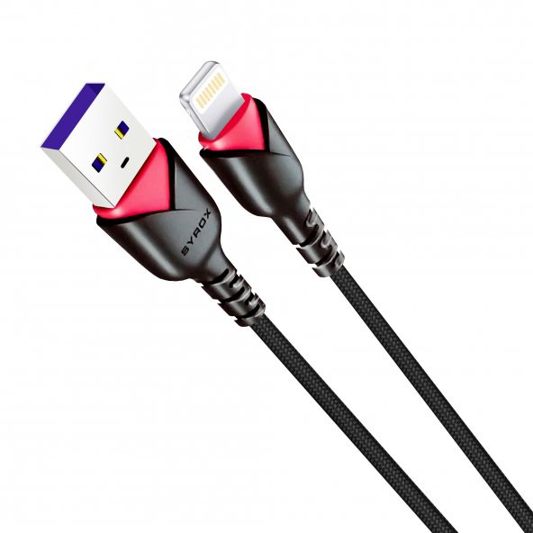 Syrox C93 Lightning Hızlı Şarj Kablosu 2A 1mt Siyah ürün görseli 1