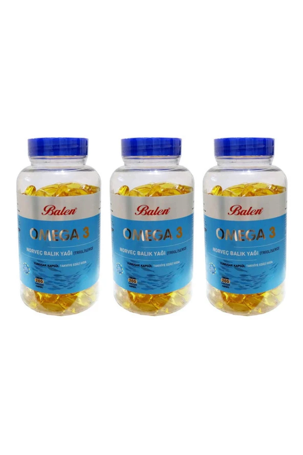 Balen Omega 3 Norveç Balık Yağı 1380 Mg 200 Kapsül x 3 Adet (Trigliserid Form) ürün görseli 1