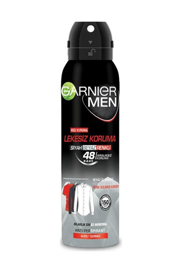 Garnıer Men Deodorant 150ml Lekesiz Koruma Hızlı Kuruma ürün görseli 1