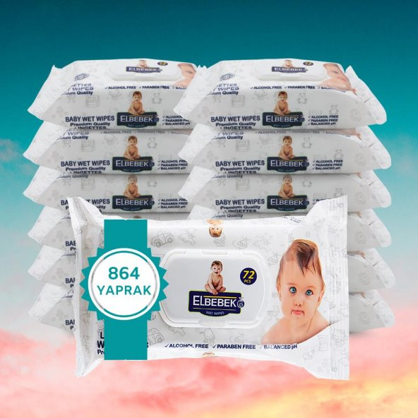 ELBEBEK ISLAK HAVLU MENDİL 12x72 ADET 864 YAPRAK ürün görseli 1