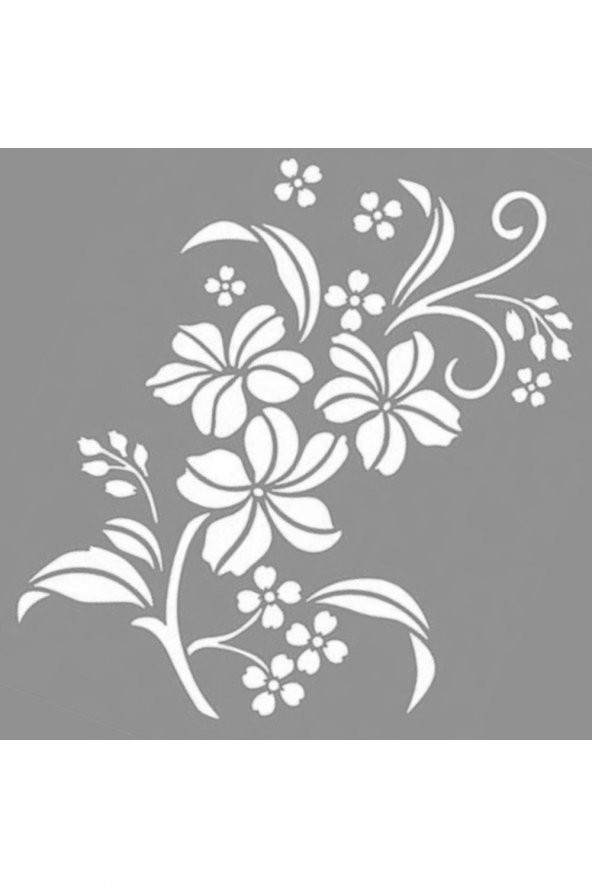 Çiçek Desen Stencil Boyama şablonu 30x30 cm, Duvar Stencil, Fayans Stencil, Mobilya Stencil - Resim 3