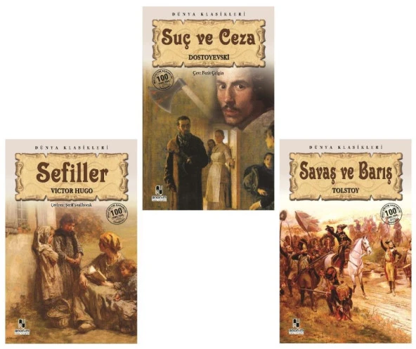 Anonim Savaş ve Barış - Suç ve Ceza - Sefiller Set 3 Kiap ürün görseli 1