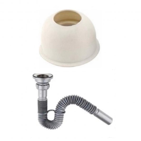 Lavabo Evye Sifonu Lüx Körüklü + Adaptör Conta 32 mm Çıkış ürün görseli 1