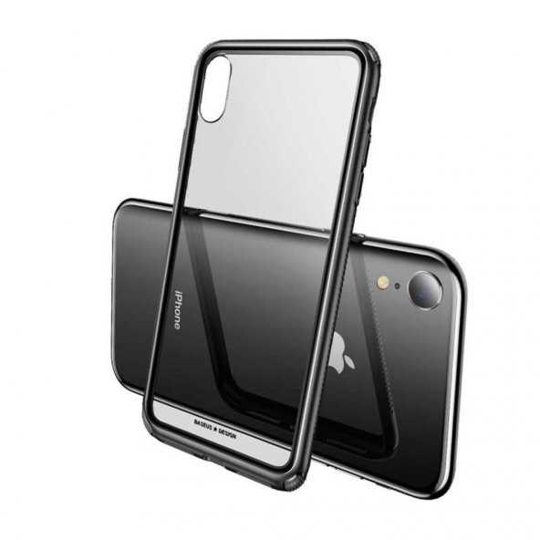 iPhone XR 6.1 Baseus Kenarları Silikon Cam Kılıf ürün görseli 1