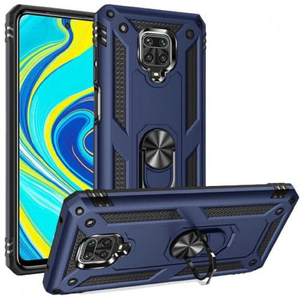 Xiaomi Redmi Note 9 Pro Yüzüklü Standlı Armor Zırh Kılıf ürün görseli 1