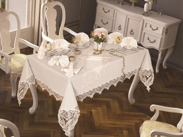 Rose Heart Masa Örtüsü 26 Parça Krem ürün görseli 1
