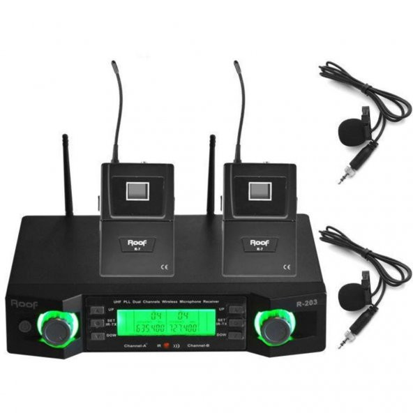 ROOF UHF Dijital Kontrol Kablosuz Telsiz 2 Yaka Mikrofonu R-203 ürün görseli 1