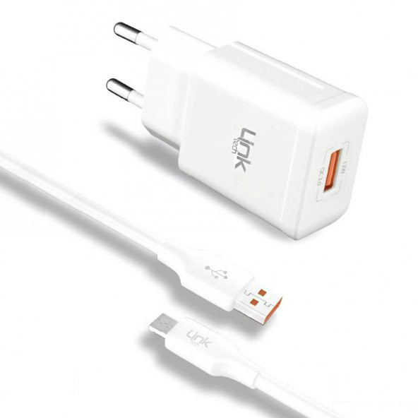 LinkTech S661 Premium 12W 2.4A QC3.0 Micro USB Otomatik Akıllı Şarj Aleti Beyaz ürün görseli 1