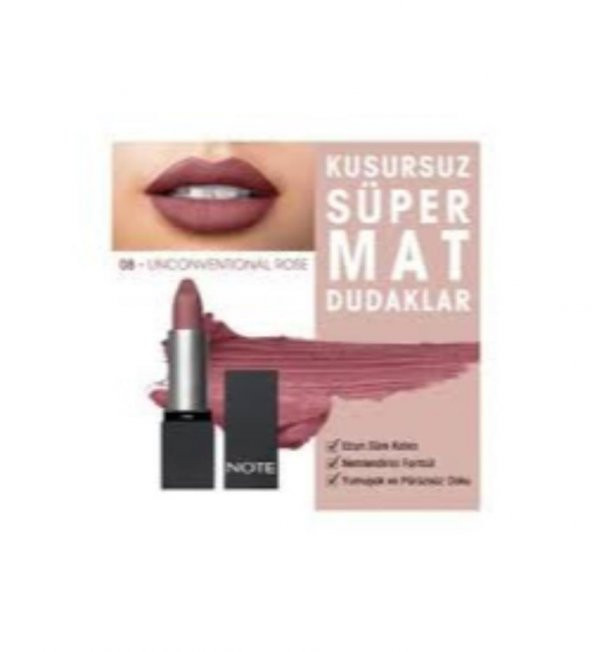 Note Mattever Lipstick Ruj 08 Unconventional Rose ürün görseli 1