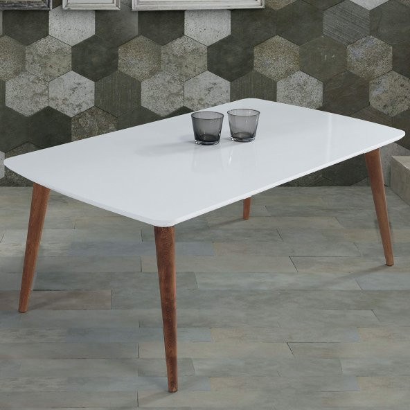 60x100 cm Ahşap Ayaklı Orta Sehpa Beyaz A2 ürün görseli 1