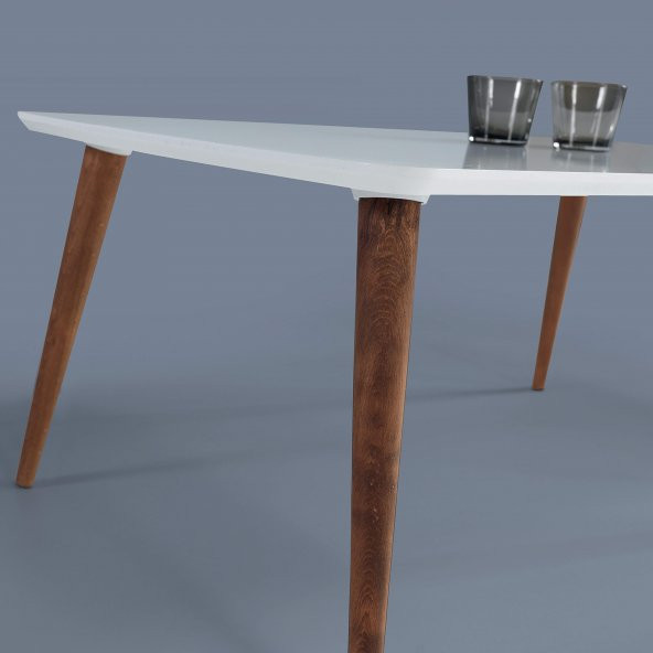 60x100 cm Ahşap Ayaklı Orta Sehpa Beyaz A2 - Resim 2