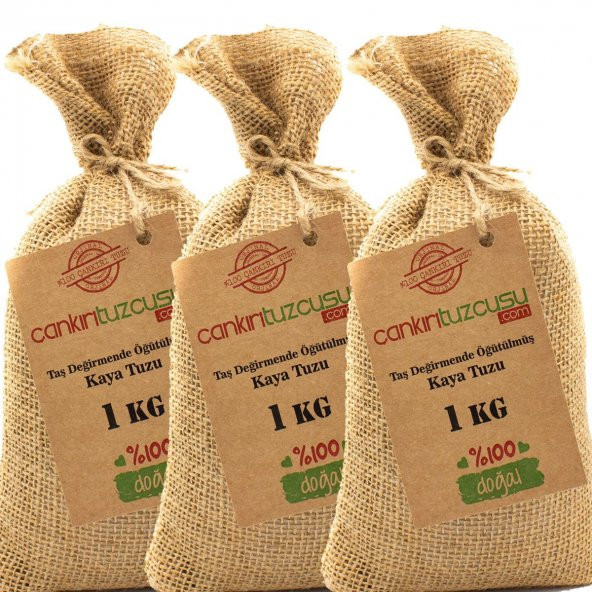 3 Adet 1 kg Taş Değirmende Öğütülmüş Kristal Kaya Tuzu ürün görseli 1