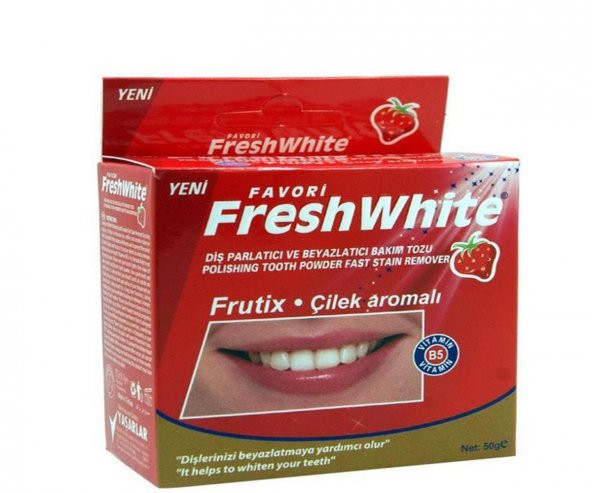 Fresh White Diş Parlatıcı Ve Beyazlatıcı Bakım Tozu 50G - Çilek Aromalı ürün görseli 1