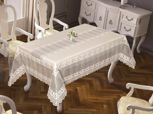 Versage Jakarlı Masa Örtüsü Krem 160x220 Cm ürün görseli 1