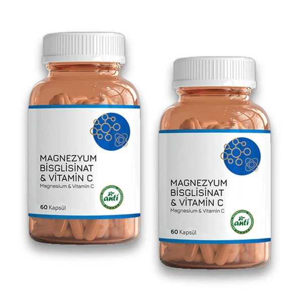 Anti Magnezyum Bisglisinat & Vitamin C 60 Kapsül x 2 Adet ürün görseli 1