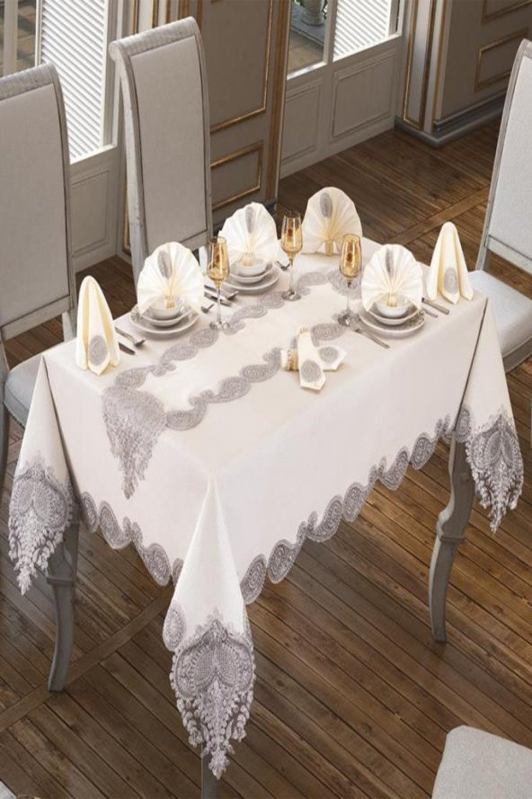 Verna Masa Örtüsü 26 Parça Krem Silver - Resim 7