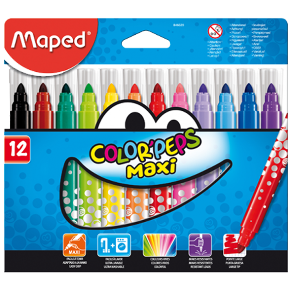 Maped Keçeli Boya Kalemi Maxi 12 Renk 846020 ürün görseli 1