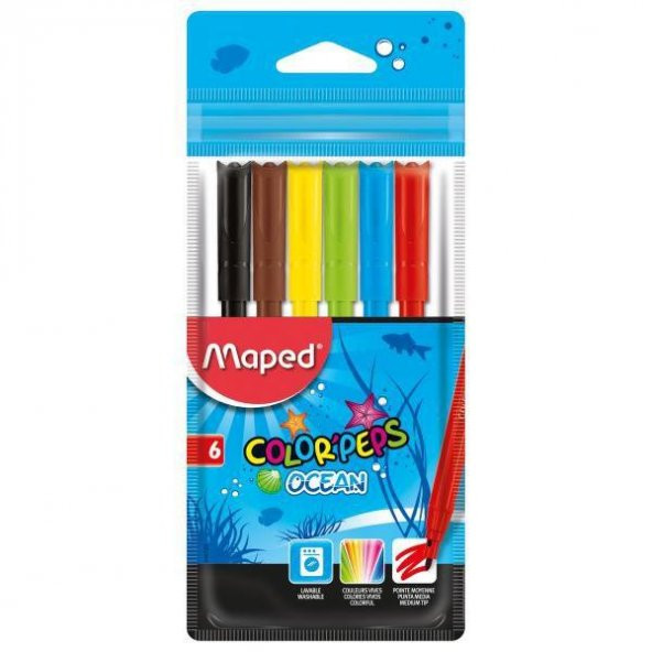 Maped Keçeli Boya Kalemi Ocean 6 Renk 845723 ürün görseli 1