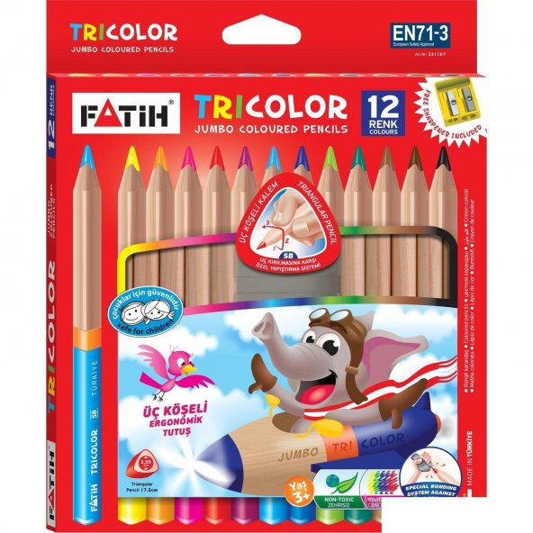 Fatih Kuru Boya Jumbo Üçgen Triangular Tam Boy 12 Renk 33490 ürün görseli 1