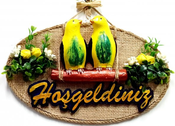 Muhabbet Kuşlu Hoşgeldiniz Kapı Süsü ürün görseli 1
