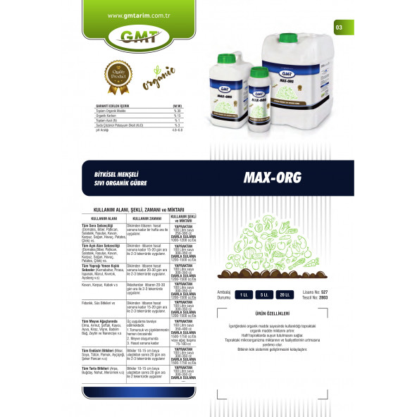 Gmt Max-Org 1 Lt - Resim 3