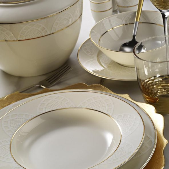 Kütahya Porselen Bone Kalipso 62 Parça 10767 Desenli Yemek Takımı ürün görseli 1