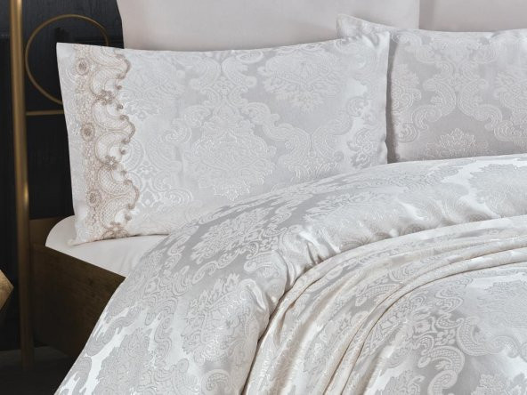Çeyiz Diyarı Crown Yatak Örtüsü Krem - Resim 3