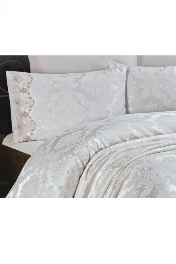 Çeyiz Diyarı Crown Yatak Örtüsü Krem - Resim 6
